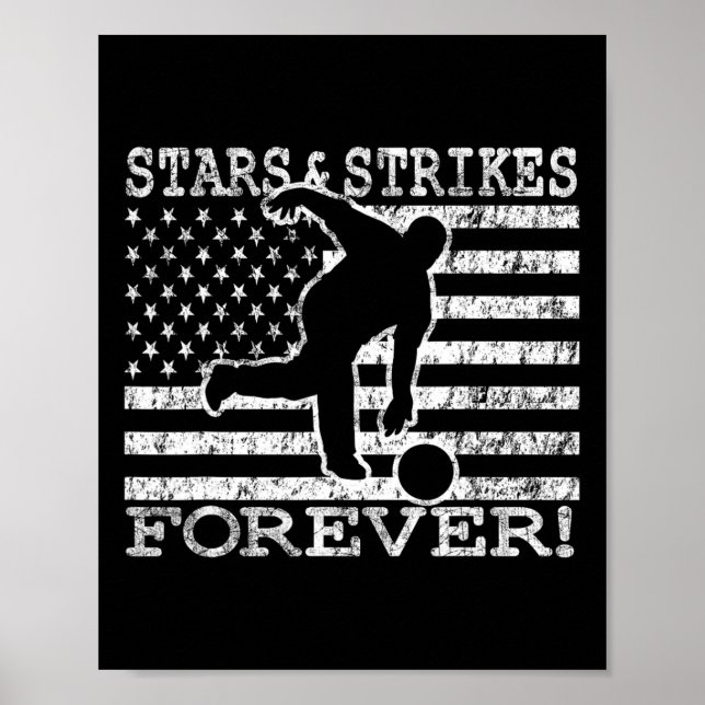 Stjärnor och Strejkor för Bowling American Flagga  Poster (Framsidan)