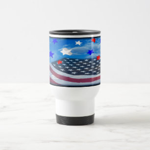 stjärnor och travel mug för randflaggavit resemugg