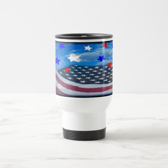 stjärnor och travel mug för randflaggavit resemugg (Center)