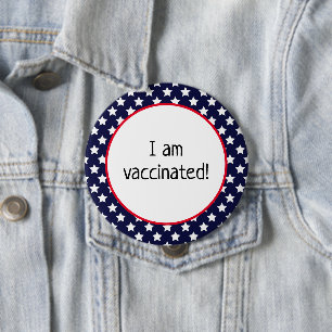 Stjärnor över blå patriotisk jag är vaccinerad knapp