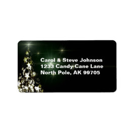 Stjärnor på Julgran Nattnatten Himlar Midnight Grö Adressetikett