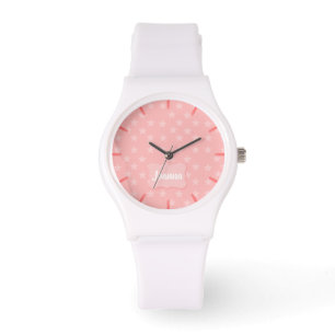 Stjärnor på Rosa Monogram eller Namn Anpassningsba Armbandsur