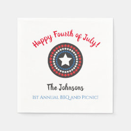 Stjärnor Patriotiska Fjärde Juli Pappersfestservet Pappersservett