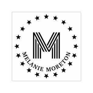 Stjärnor Ram och Ränder Initial Namn Monogram Självfärgande Stämpel