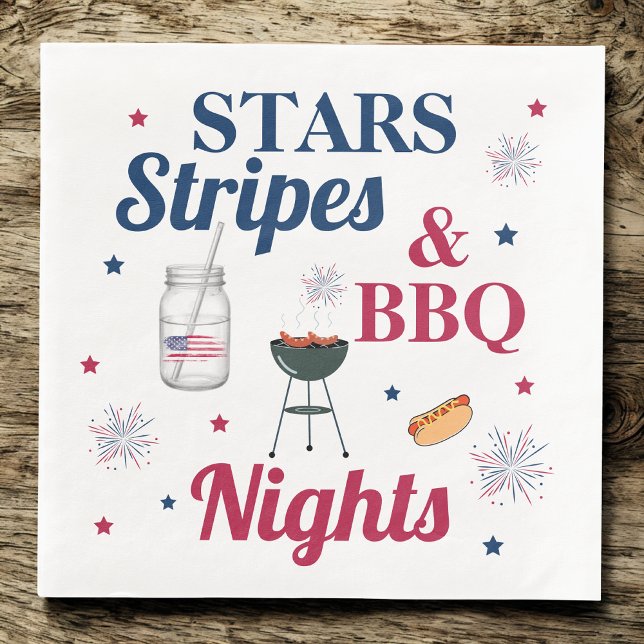 Stjärnor, Rand och BBQ Nights - Patriotic Party Pappersservett (Skapare uppladdad)