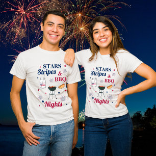 Stjärnor, Rand och BBQ Nights - Patriotic T Shirt