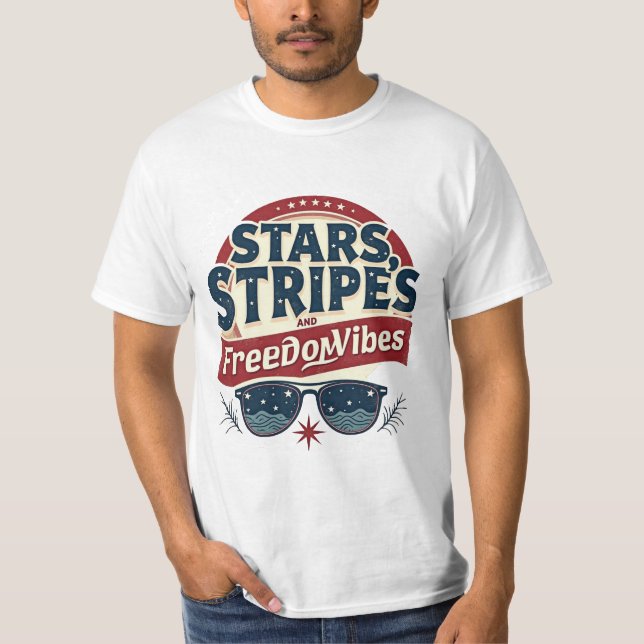 Stjärnor, Rand och Freedom Vibes T Shirt (Framsida)