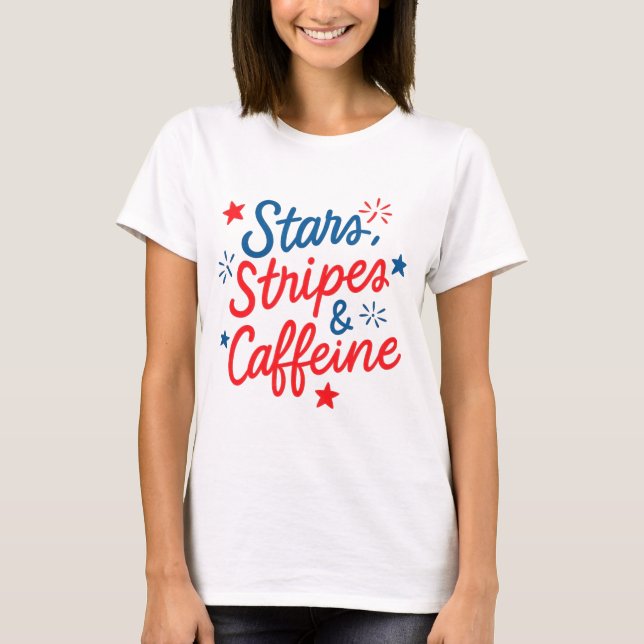 Stjärnor, Rand och koffein T Shirt (Framsida)