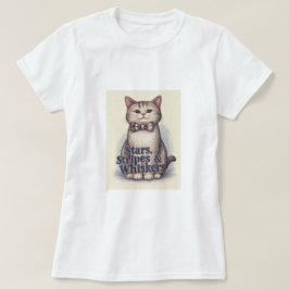 Stjärnor, Rand och whisky - Patriotic Cat T-Shirt