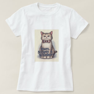 Stjärnor, Rand och whisky - Patriotic Cat T-Shirt