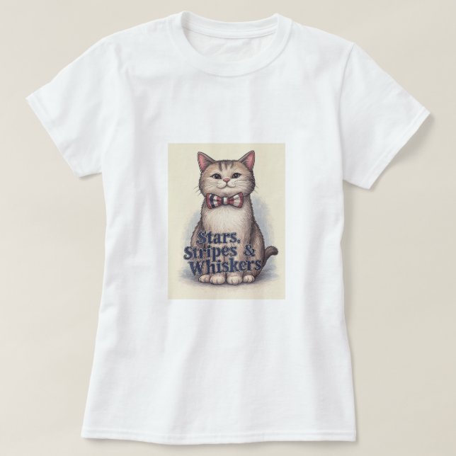 Stjärnor, Rand och whisky - Patriotic Cat T-Shirt (Design framsida)