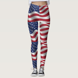 Stjärnor & rand, rött, vitt och blått ben leggings
