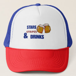 Stjärnor Ränder & Drinkar Roligt Patriotiskt 4:e J Keps