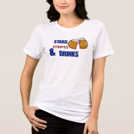 Stjärnor Ränder & Drinkar Roligt Patriotiskt 4:e J T Shirt
