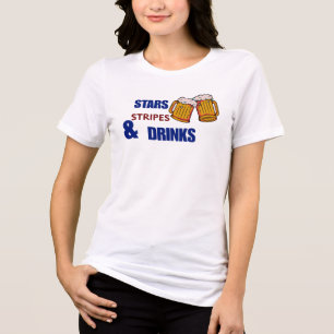Stjärnor Ränder & Drinkar Roligt Patriotiskt 4:e J T Shirt