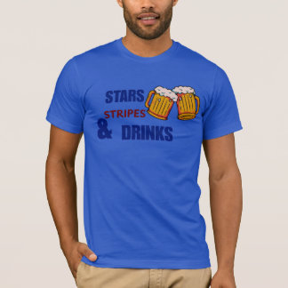 Stjärnor Ränder & Drinkar Roligt Patriotiskt 4:e J T Shirt