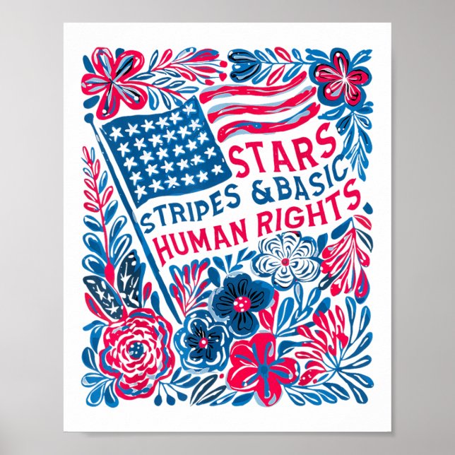 Stjärnor Ränder Mänskliga Rättigheter 4:e Juli Blo Poster (Framsidan)