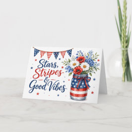 Stjärnor, ränder och bra vibbar Patriotiskt hälsni Kort