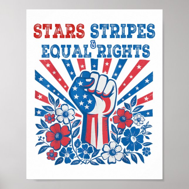 Stjärnor Ränder Och Lika Rättigheter 4:e Juli Femi Poster (Framsidan)