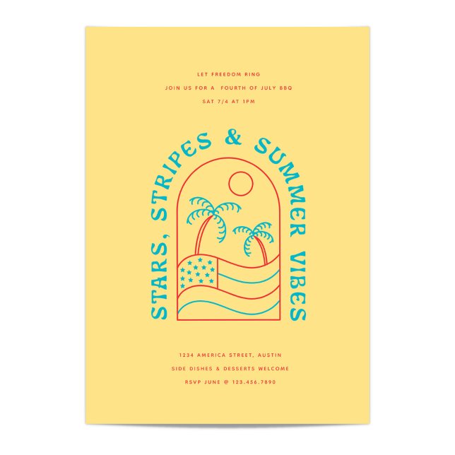 Stjärnor Ränder och Sommarstämning 4:e Juli Grillf Inbjudningar (Skapare uppladdad)