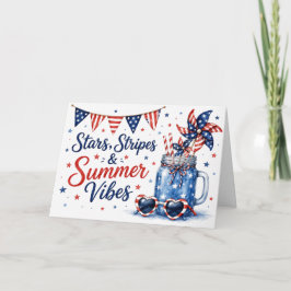 Stjärnor, ränder och sommarstämning Patriotiskt hä Kort