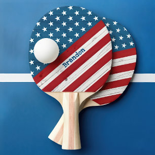 Stjärnor Ränder Patriotisk Rustik Trä Amerikansk F Pingisracket