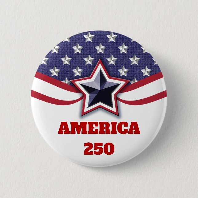 Stjärnor Ränder Patriotiska Amerika 250 Design Knapp (Framsida)