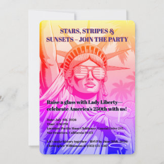 Stjärnor, Ränder & Solnedgångar Lady Liberty 250-å Inbjudningar