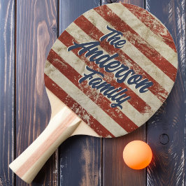 Stjärnor & Ränder Vintage Familjenamn Pingisracket