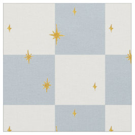 Stjärnor rutig kontroll magisk salvia blå  tyg