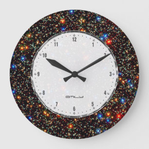 Stjärnor & Sparkles kyler det djupa utrymmemönster Stor Klocka