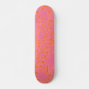 Stjärnor, stjärnor, stjärnor i Rosa och Orange Mini Skateboard Bräda 18,5 Cm
