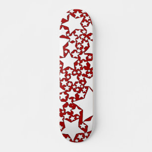 Stjärnor, Stjärnor, Stjärnor i Rött och Vitt Mini Skateboard Bräda 18,5 Cm