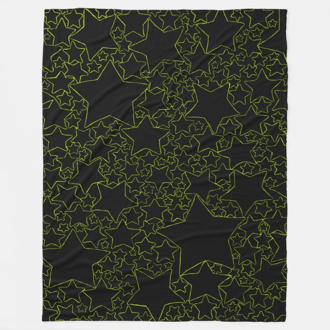 Stjärnor, stjärnor, stjärnor - limgröna fleecefilt (Framsidan)