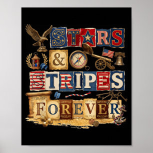 Stjärnor Streck För Evigt Patriotisk Americana Vin Poster