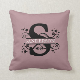 Stjärnor & Swirls randigt monogramefternamn Kudde