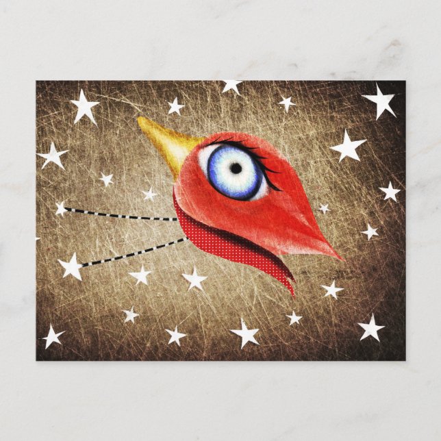 Stjärnor Vinter Fågel Vykort (Framsida)