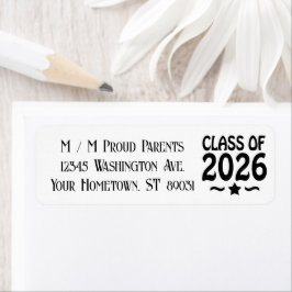 Stjärnornas klass 2026 Studenten Returadress Etikett