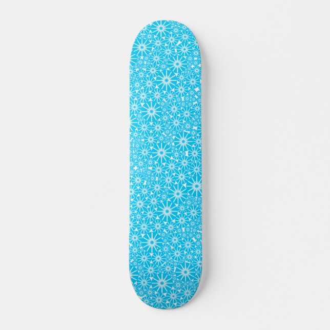 Stjärnorrhjul, Abstrakt - Himlar Blue på White Skateboard Bräda 19,5 Cm (Framsida)