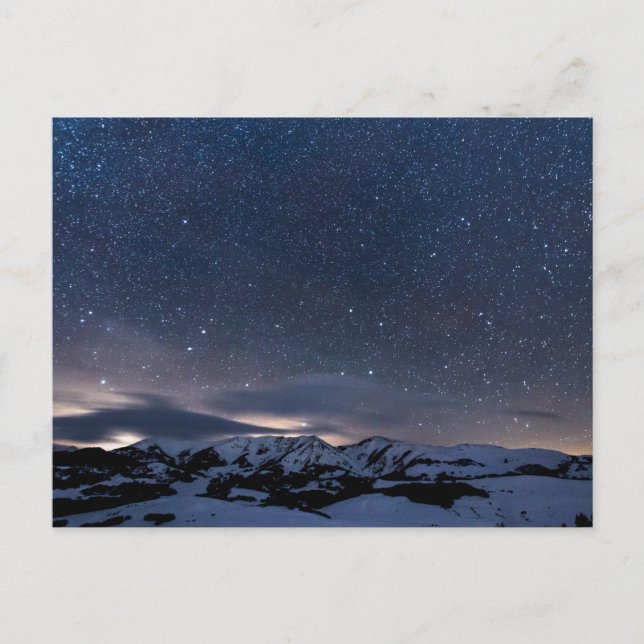 Stjärnorrsprinklad nattfjäder Himlar, rostad Butte Vykort (Framsida)