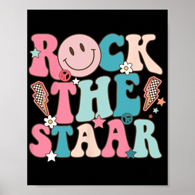 Stjärnprovningsdagen Retro Groovy Teacher St. Poster (Framsidan)