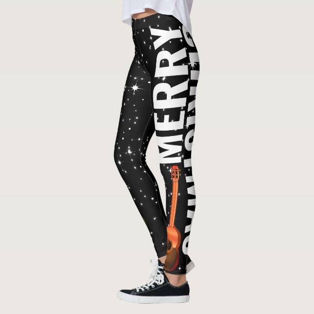 Stjärnrik Glad Jul Marac och Cuatro (redigerbar) Leggings (Vänster)