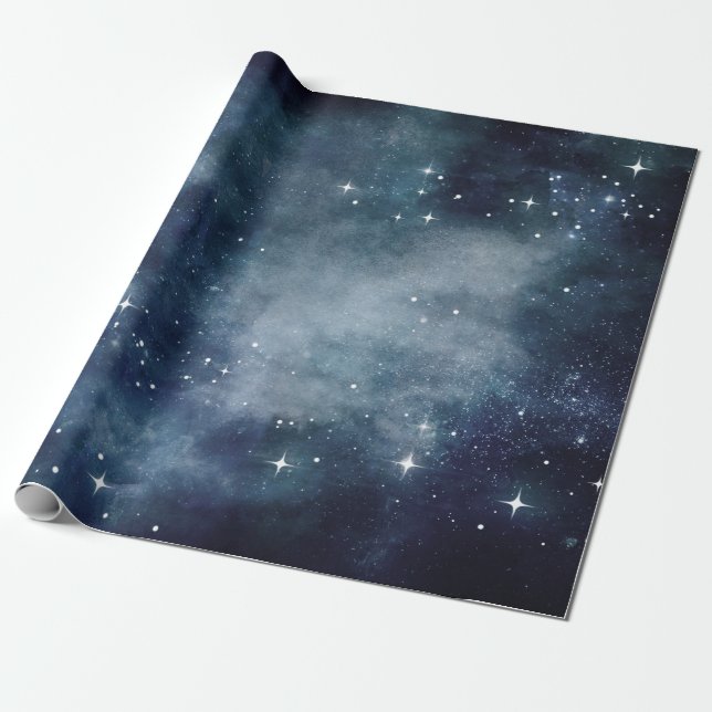 Stjärnrik natt Blå himmel Kosmisk stjärna Universu Presentpapper (Utrullad)