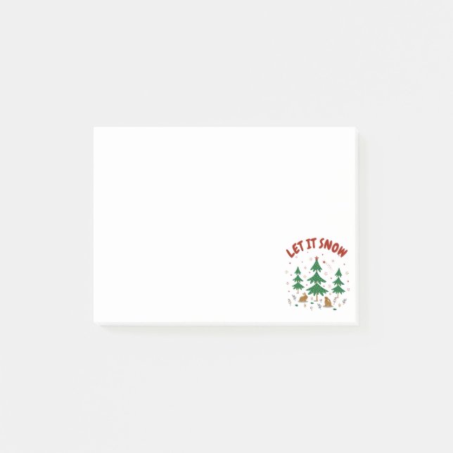 Stjärnrik skogsjulskog kaniner post-it block (Framsida)