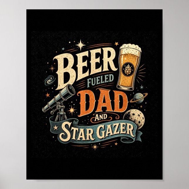 Stjärnskådande öl pappa fars dag retro 70-tal poster (Framsidan)