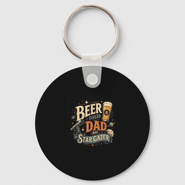 Stjärnskådande ölfarfar fars dag retro 70-tal nyckelring (Framsida)