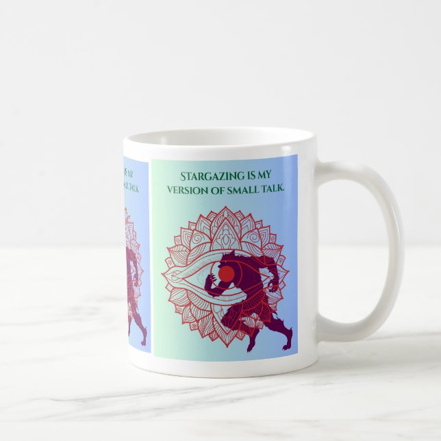 "Stjärnskådning är min småprat" Mandala Varulvs Ko Kaffemugg (Höger)