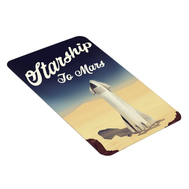 Stjärnskepp till Mars vintage rymdresa. Magnet (Högersidan)