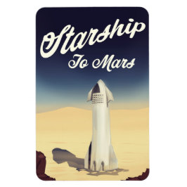 Stjärnskepp till Mars vintage rymdresa. Magnet