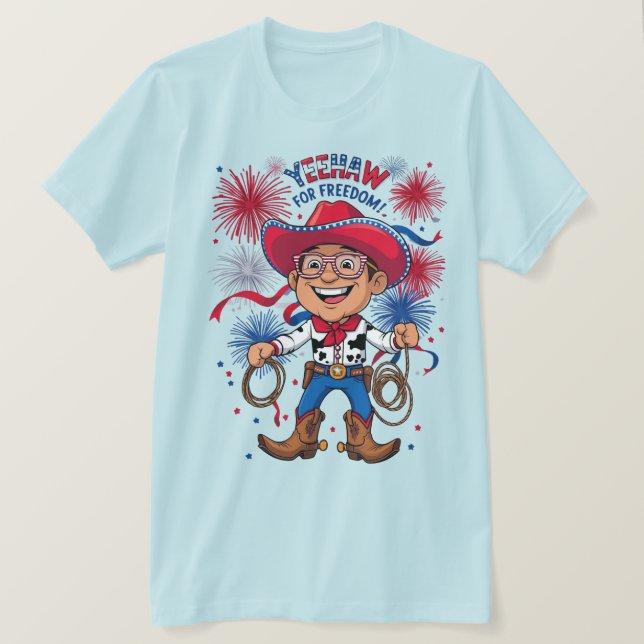Stjärnspäckad cowboy – 4 juli firande Des T Shirt (Design framsida)